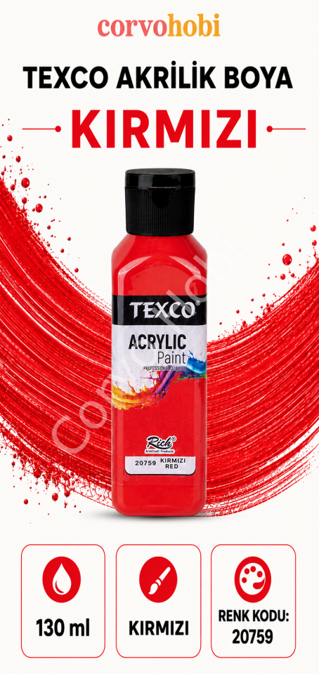 TEXCO AKRİLİK BOYA 130 ML - KIRMIZI