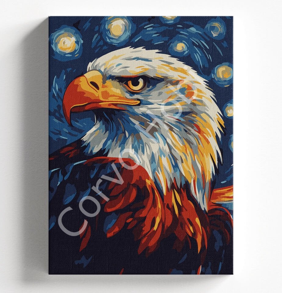 YILDIZLI GECE KARTAL SAYILARLA BOYAMA HOBİ SETİ