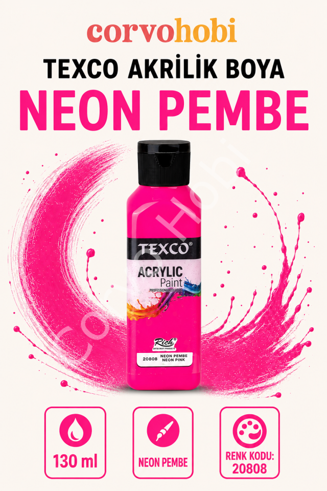 TEXCO AKRİLİK BOYA 130 ML - NEON PEMBE