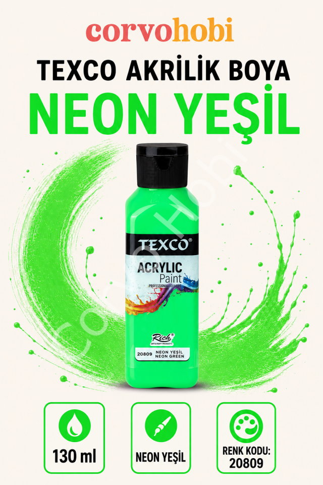 TEXCO AKRİLİK BOYA 130 ML - NEON YEŞİL