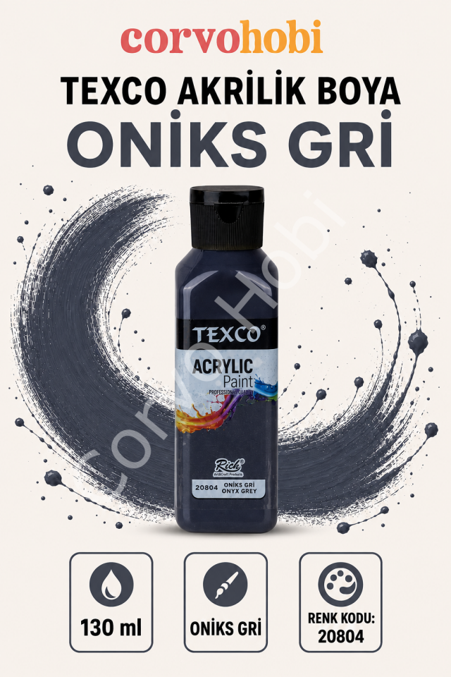 TEXCO AKRİLİK BOYA 130 ML - ONİKS GRİ
