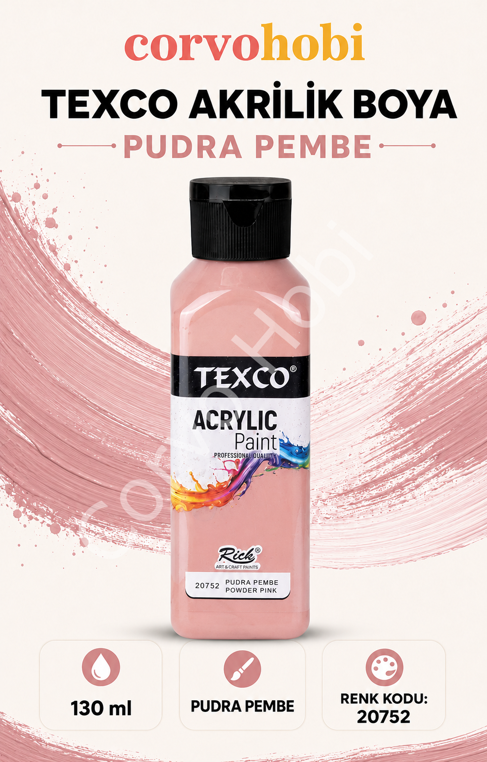 TEXCO AKRİLİK BOYA 130 ML - PUDRA PEMBE