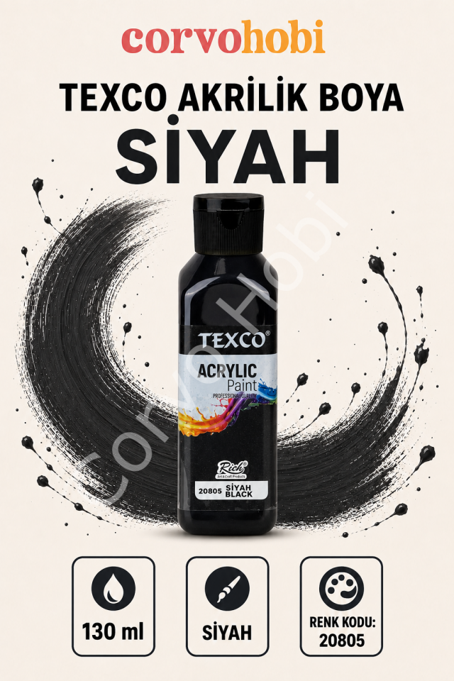 TEXCO AKRİLİK BOYA 130 ML - SİYAH
