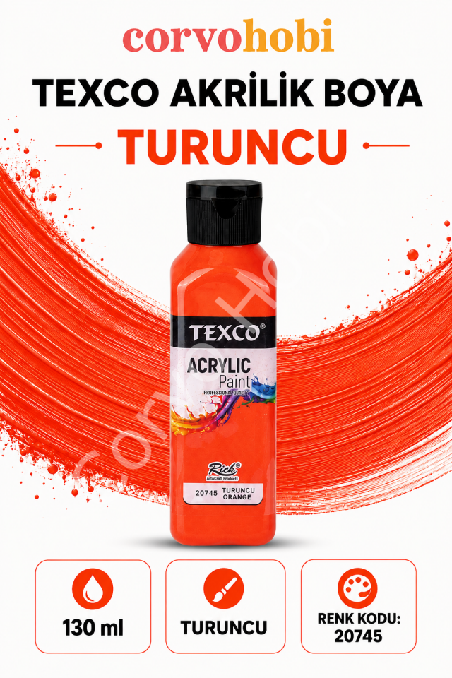 TEXCO AKRİLİK BOYA 130 ML - TURUNCU