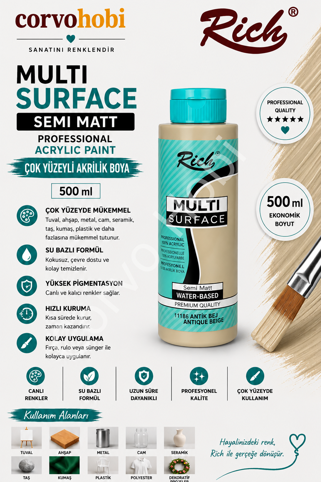 RİCH MULTI SURFACE 500 CC ANTİK BEJ
