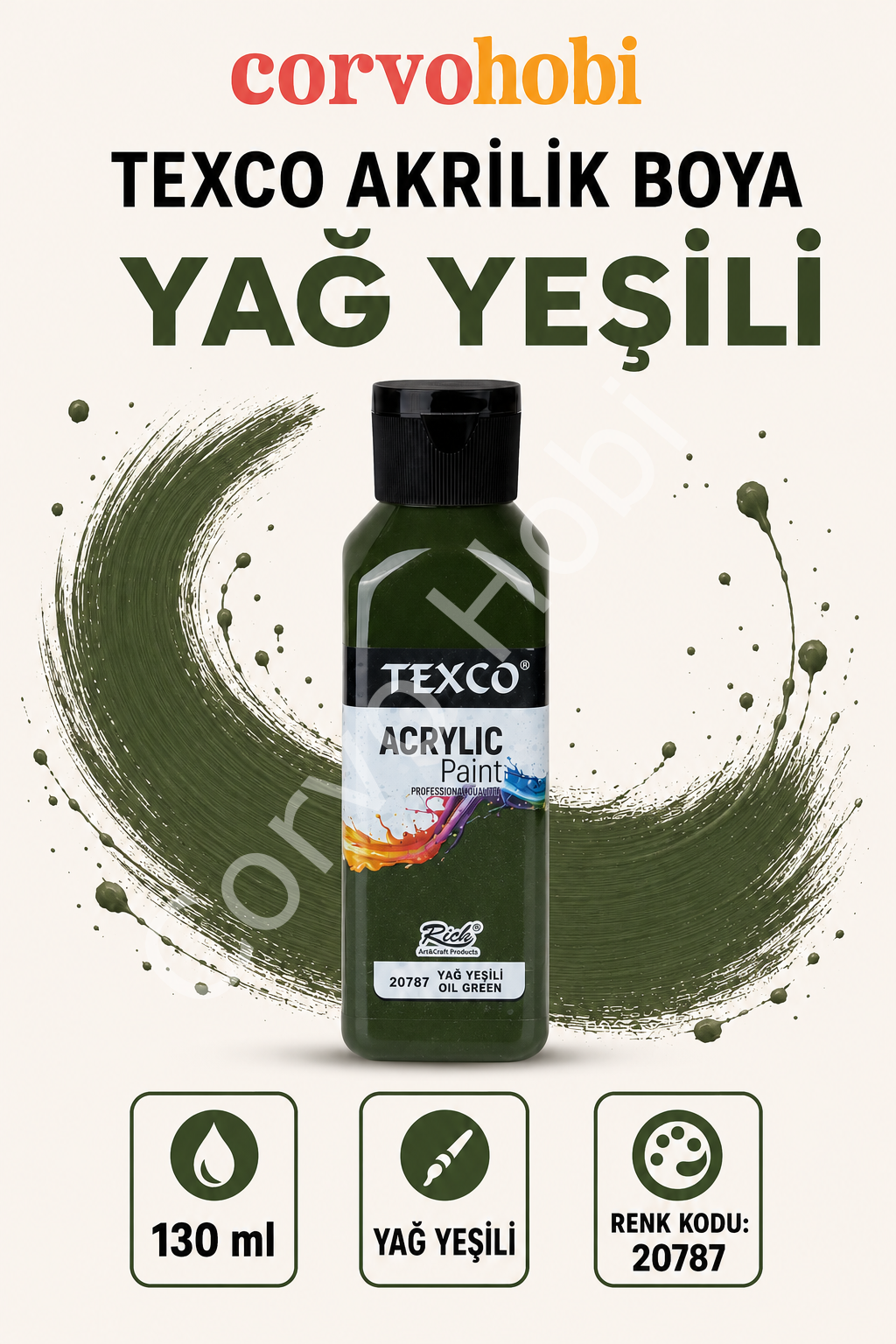 TEXCO AKRİLİK BOYA 130 ML - YAĞ YEŞİLİ