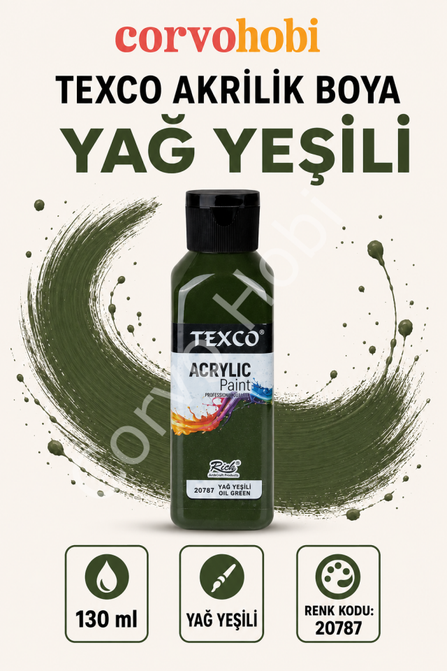 TEXCO AKRİLİK BOYA 130 ML - YAĞ YEŞİLİ