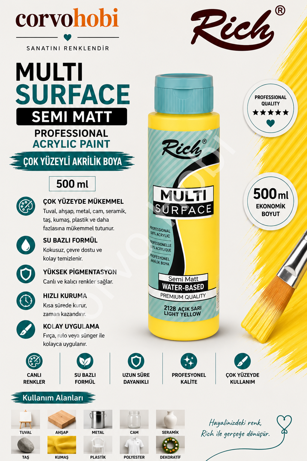 RİCH MULTI SURFACE 500 CC AÇIK SARI