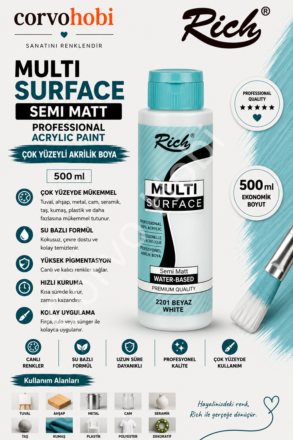 RİCH MULTI SURFACE 500 CC BEYAZ