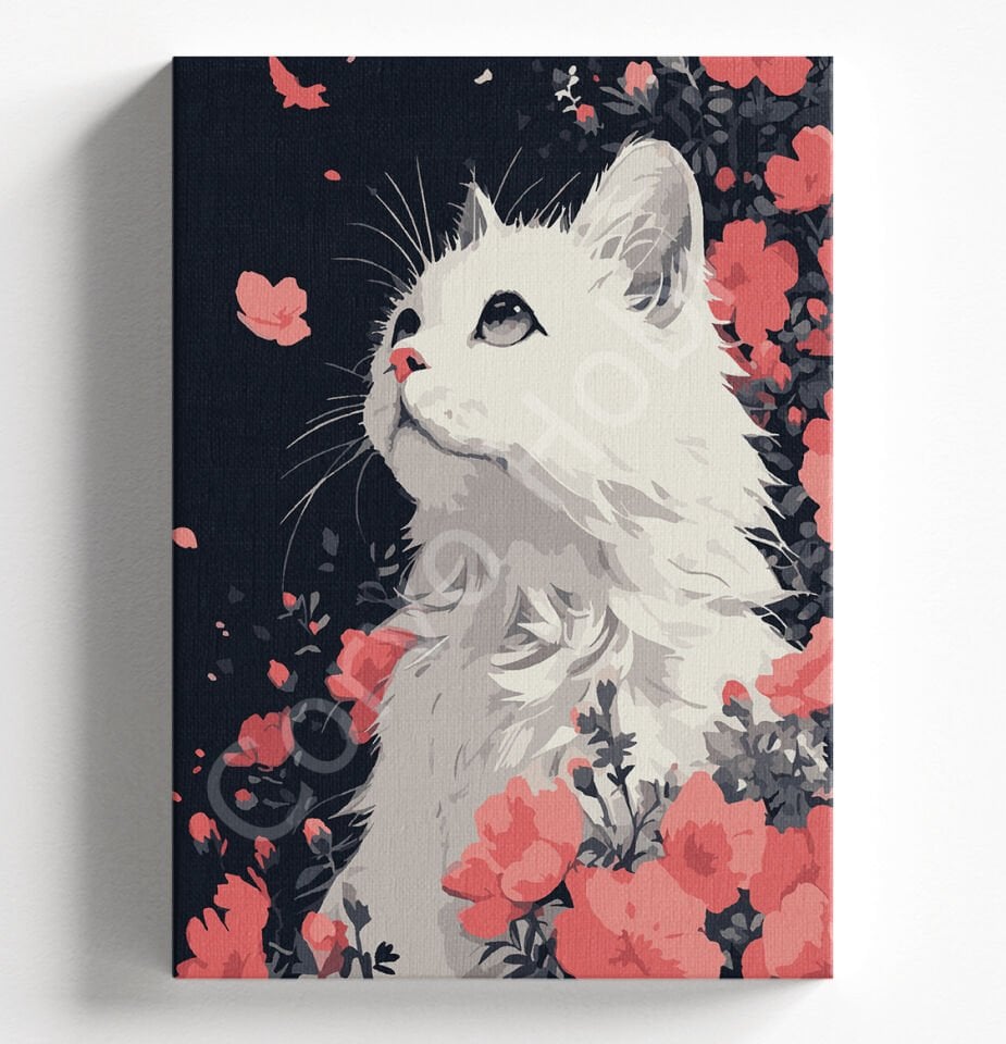 BEYAZ KEDİ - SAYILARLA BOYAMA SETİ