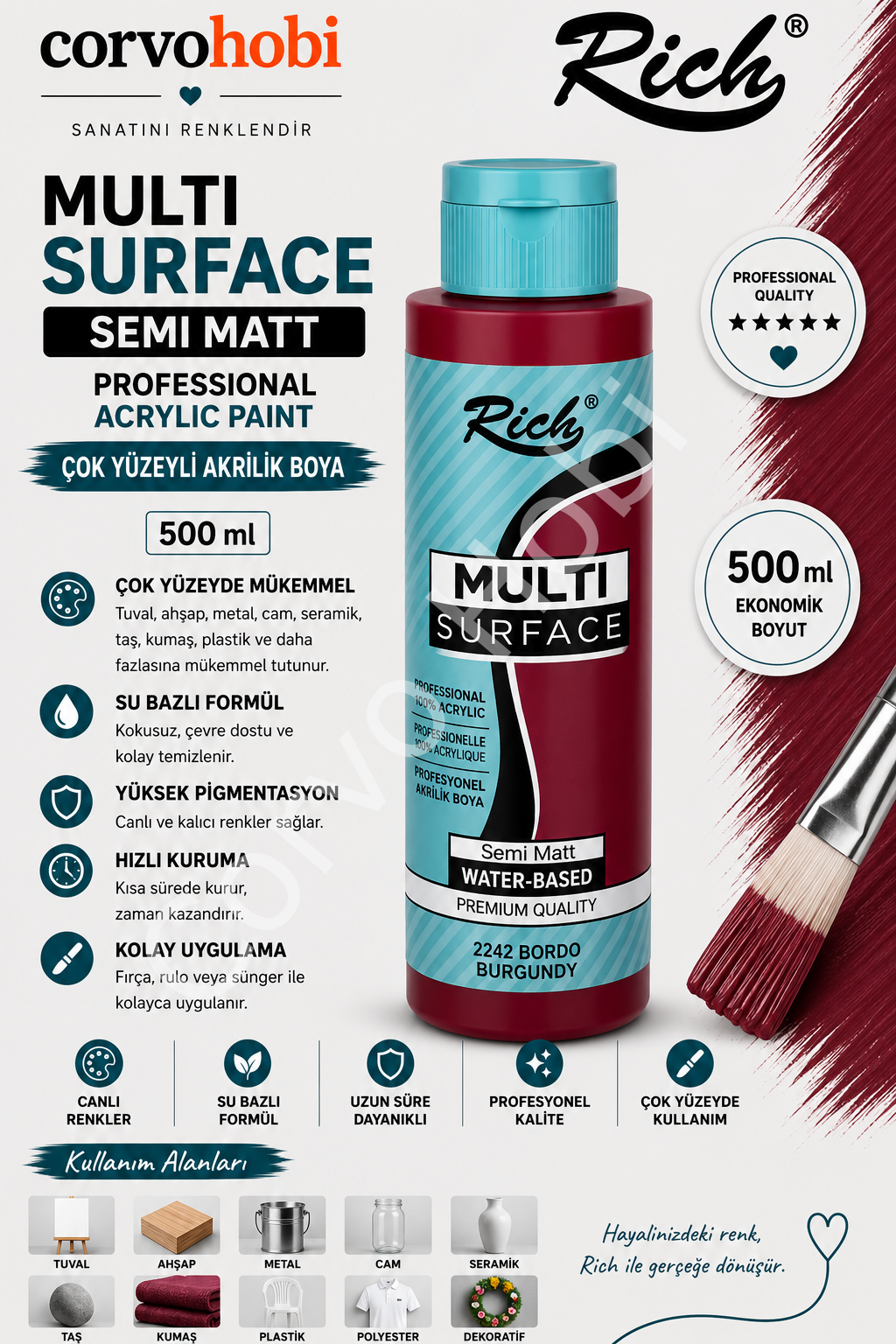 RİCH MULTI SURFACE 500 CC BORDO