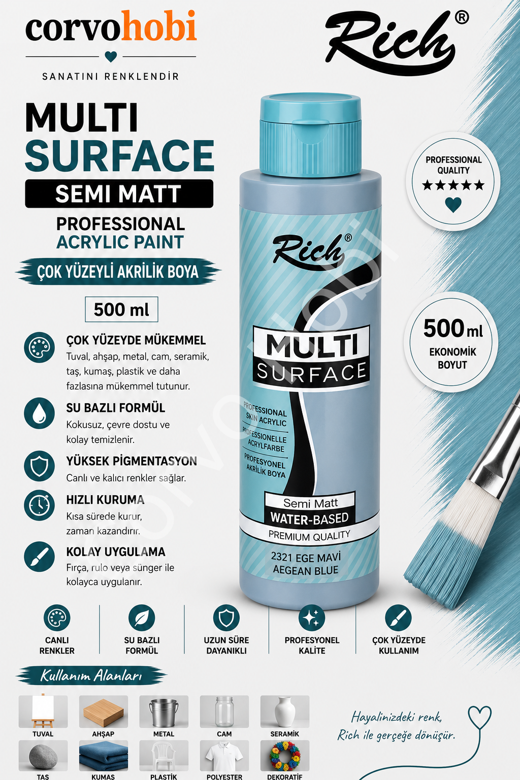 RİCH MULTI SURFACE 500 CC EGE MAVİ