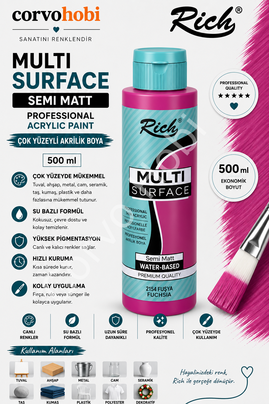 RİCH MULTI SURFACE 500 CC FUŞYA