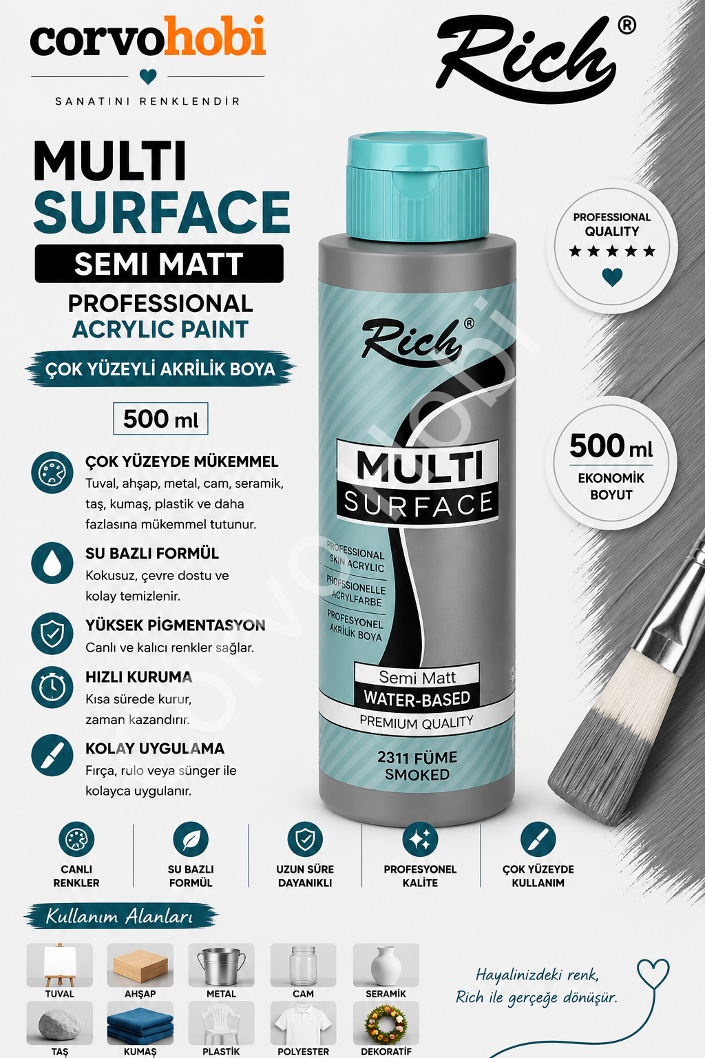 RİCH MULTI SURFACE 500 CC FÜME