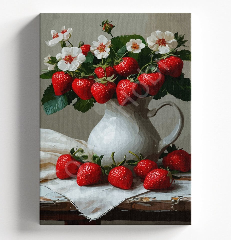 ÇİLEK VAZO - SAYILARLA BOYAMA SETİ