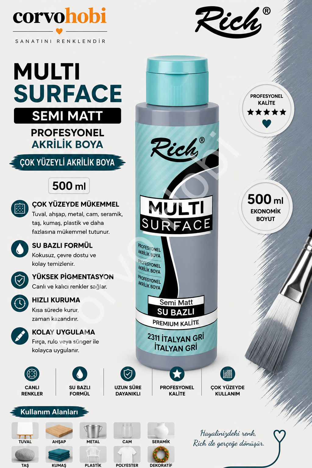 RİCH MULTI SURFACE 500 CC İTALYAN GRİ