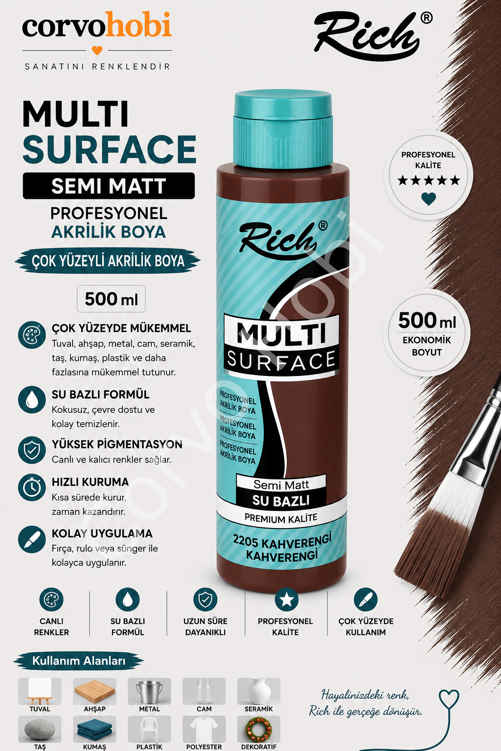 RİCH MULTI SURFACE 500 CC KAHVERENGİ