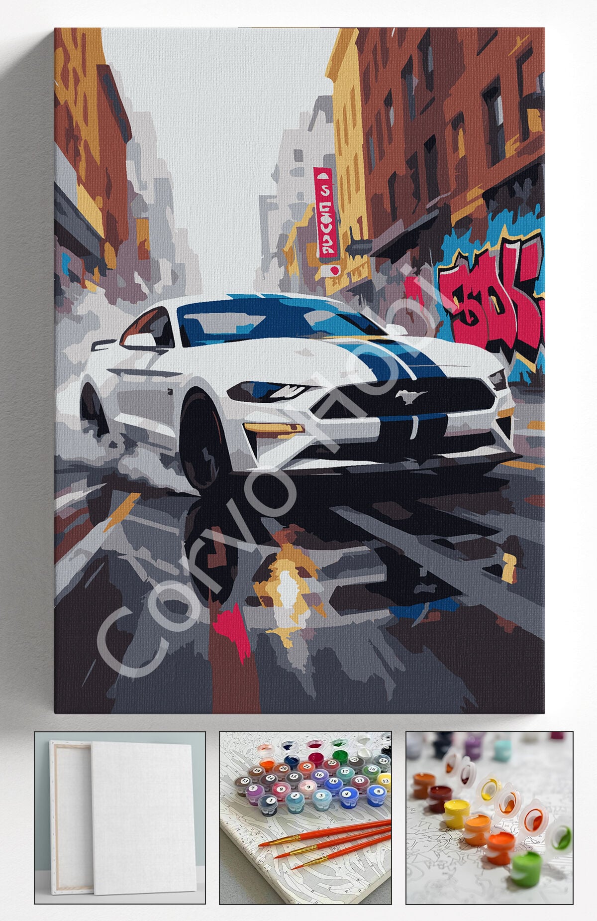 BEYAZ MUSTANG - SAYILARLA BOYAMA SETİ
