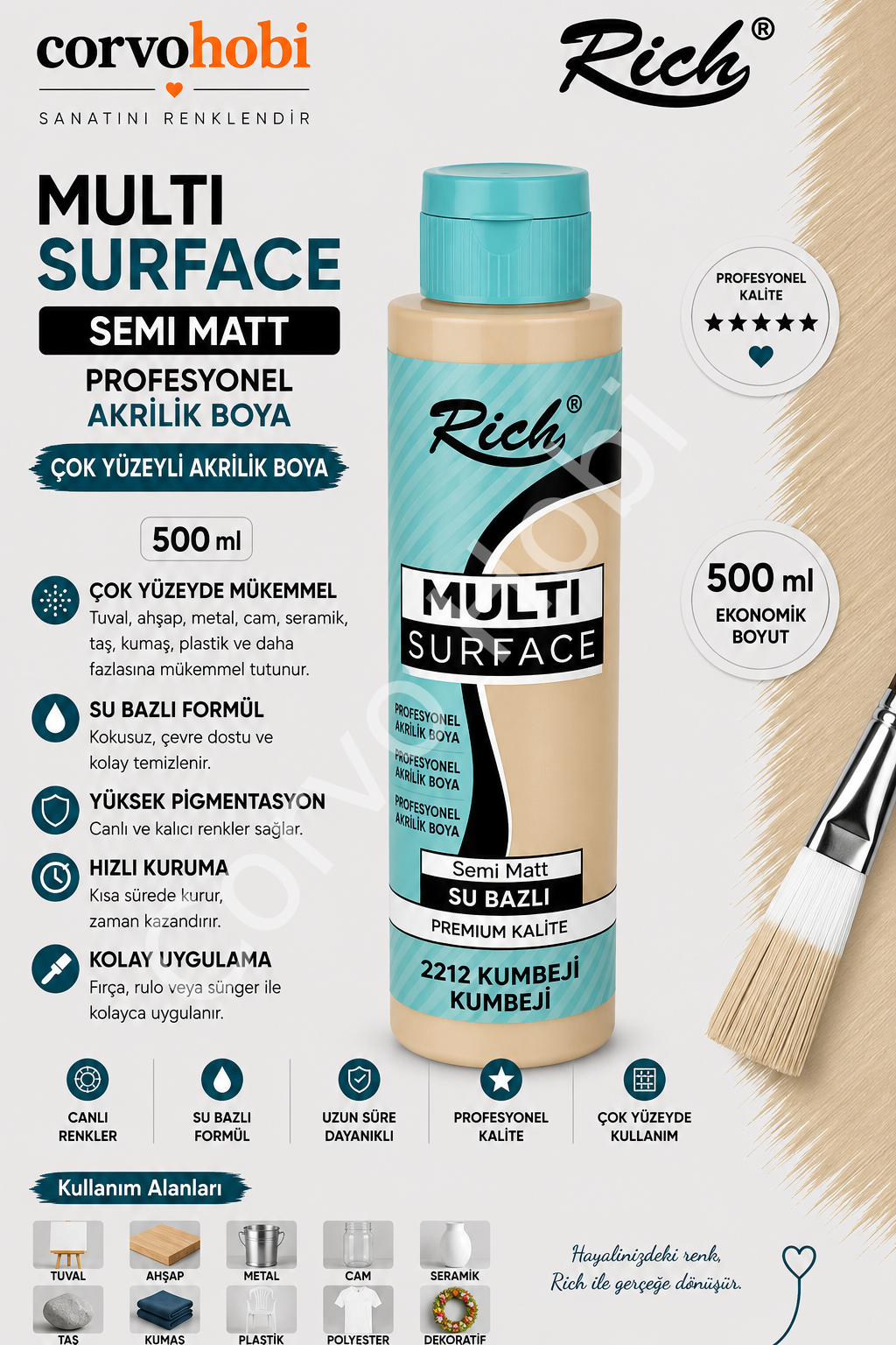 RİCH MULTI SURFACE 500 CC KUM BEJİ