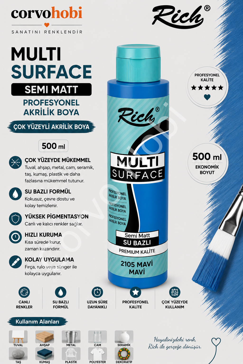 RİCH MULTI SURFACE 500 CC MAVİ