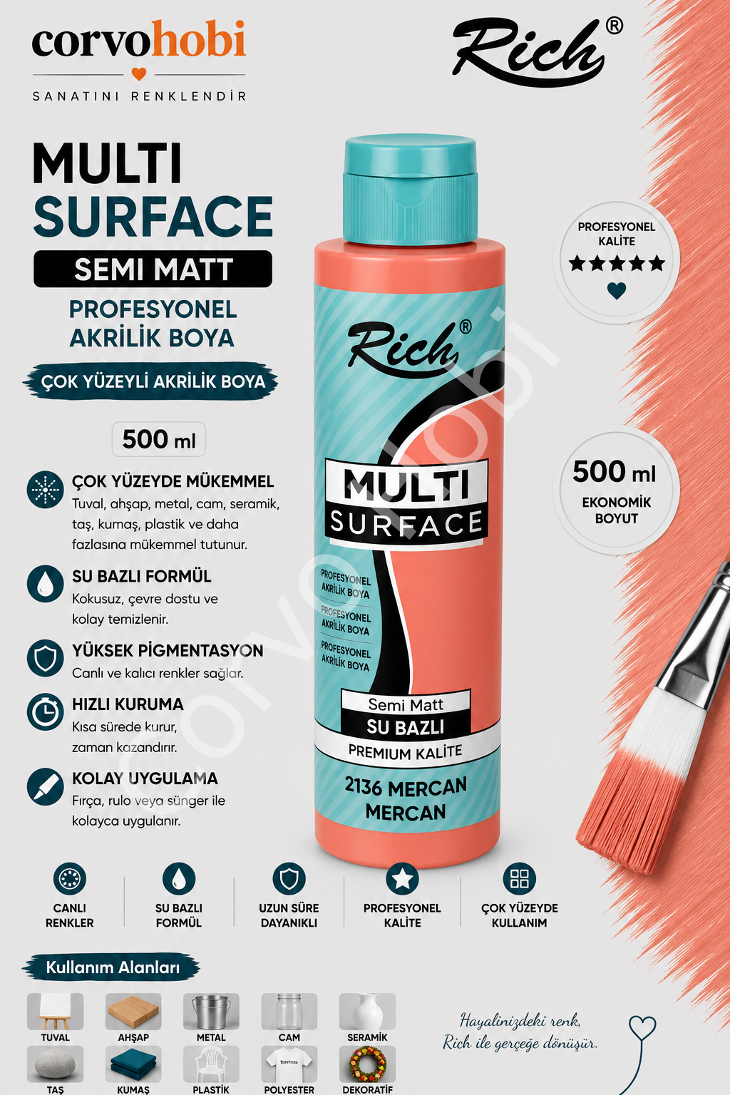 RİCH MULTI SURFACE 500 CC MERCAN
