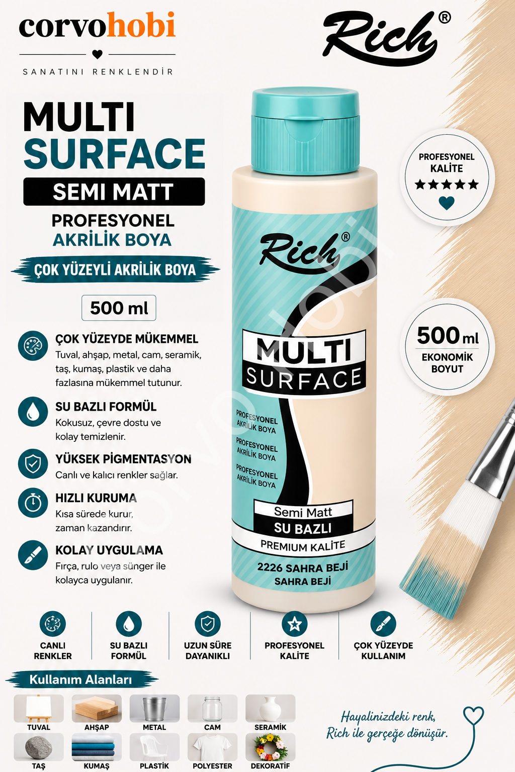 RİCH MULTI SURFACE 500 CC SAHRA BEJİ