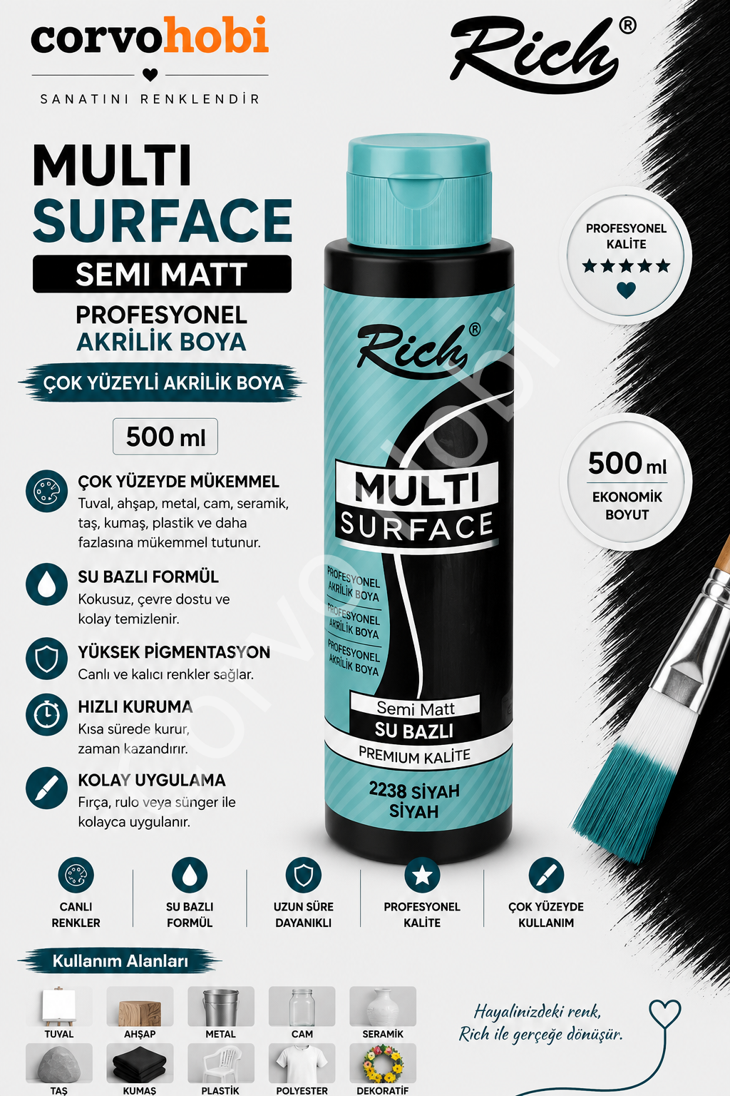 RİCH MULTI SURFACE 500 CC SİYAH