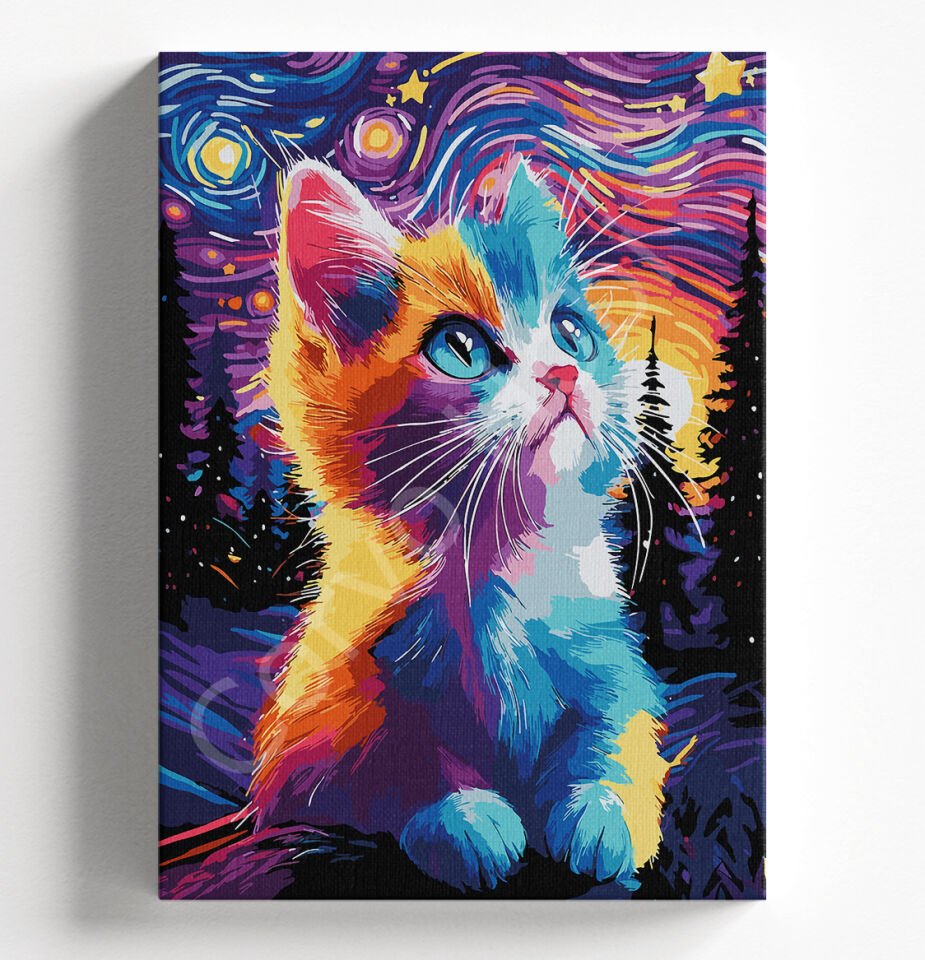 RENKLİ GÖKYÜZÜ KEDİ - SAYILARLA BOYAMA SETİ