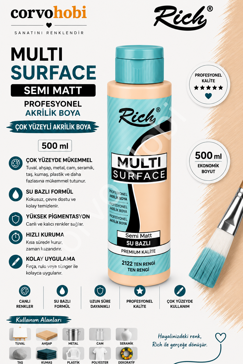 RİCH MULTI SURFACE 500 CC TEN RENGİ