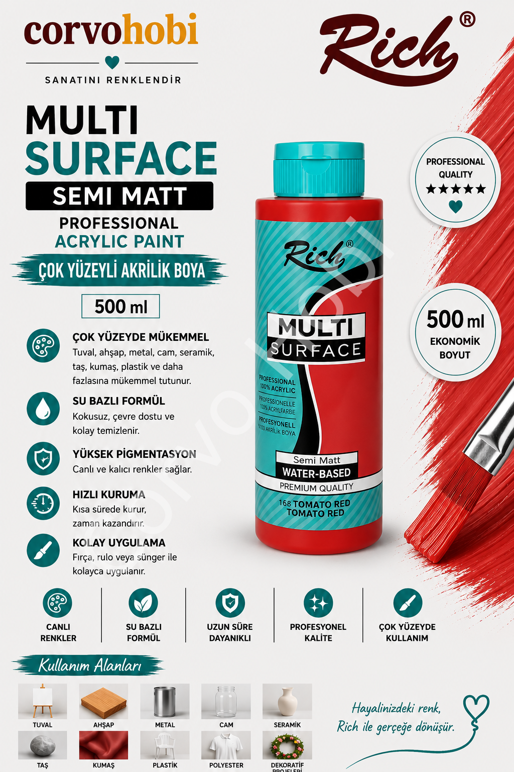 RİCH MULTI SURFACE 500 CC OSMANLI KIRMIZI