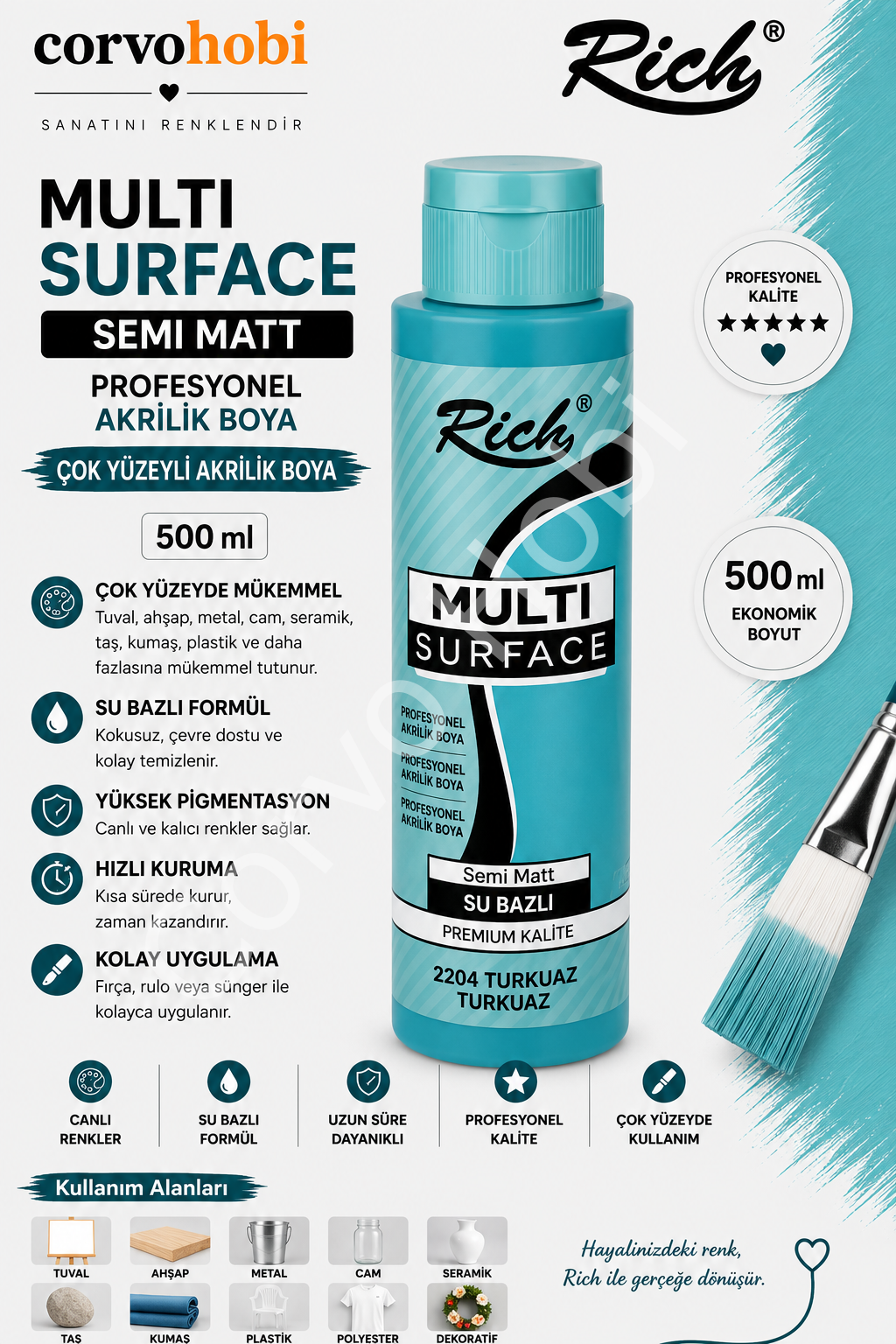 RİCH MULTI SURFACE 500 CC TURKUAZ