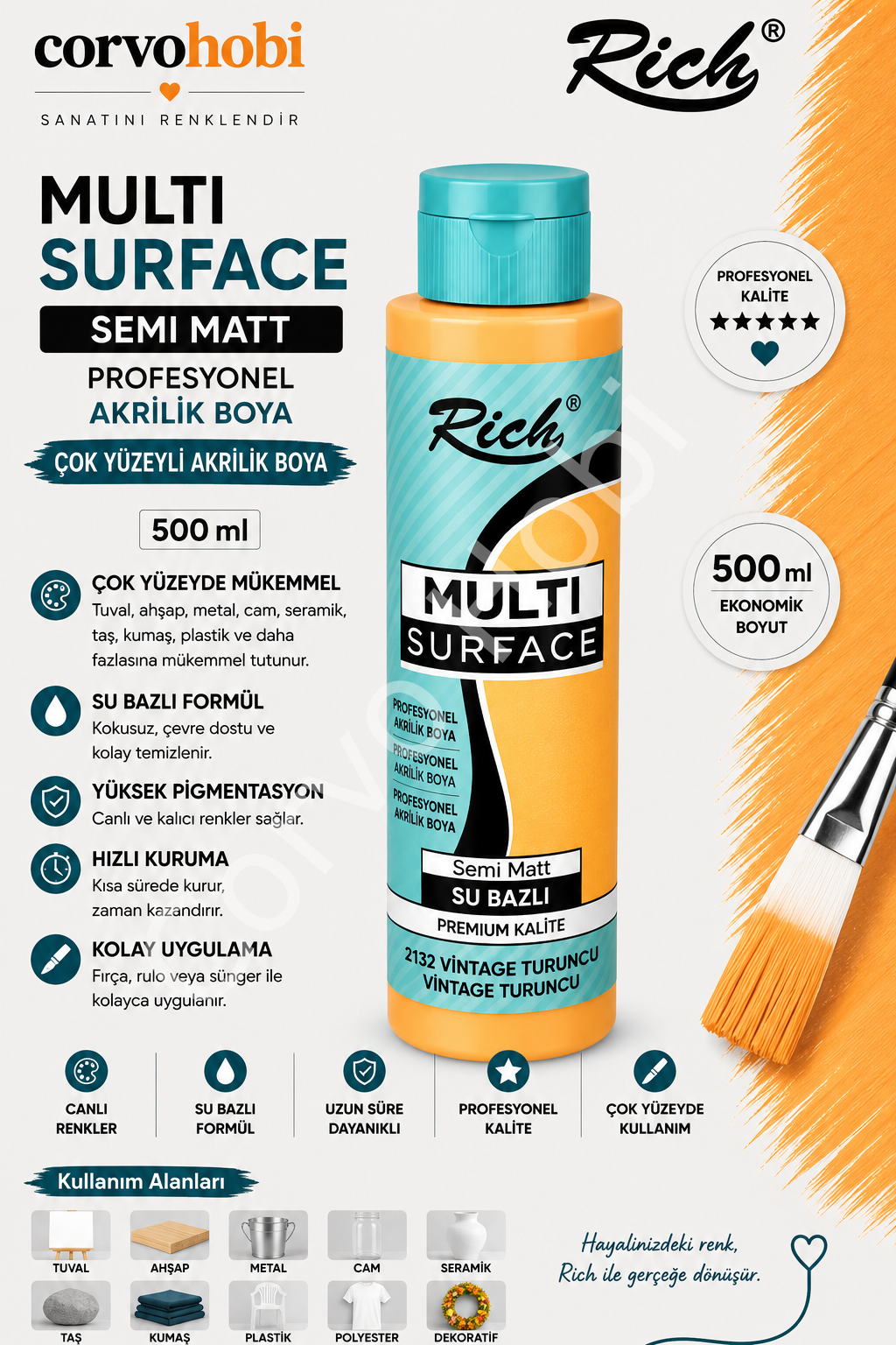 RİCH MULTI SURFACE 500 CC VİNTAGE TURUNCU
