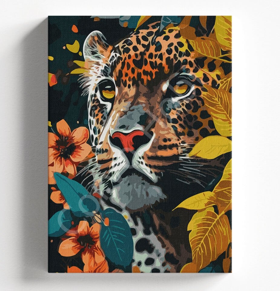 YAPRAKLAR İÇİNDE LEOPAR - SAYILARLA BOYAMA SETİ