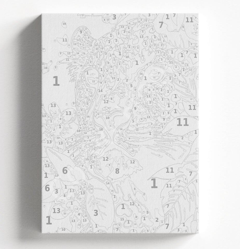 YAPRAKLAR İÇİNDE LEOPAR - SAYILARLA BOYAMA SETİ