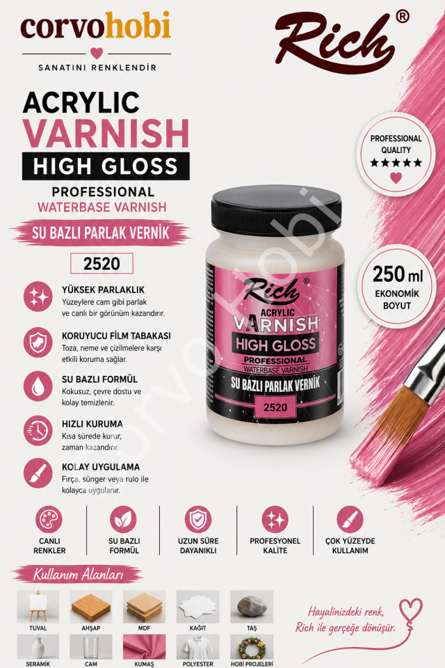 RİCH 250 CC SU BAZLI PARLAK VERNİK