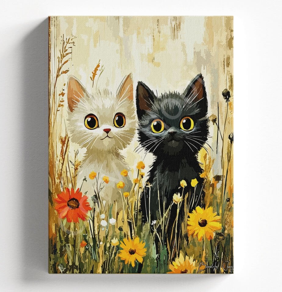 SİYAH BEYAZ KEDİ - SAYILARLA BOYAMA SETİ