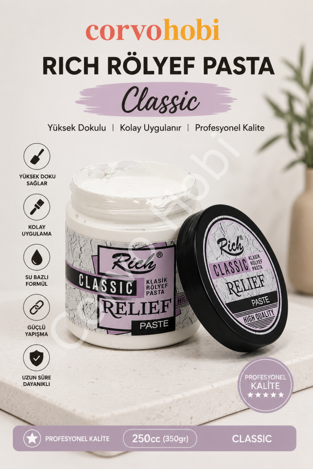 Rölyef Pasta Klasik Beyaz 250 Cc 350 Gr