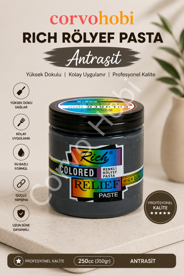 Rich Rölyef Pasta ANTRASİT 250 Cc 350 Gr