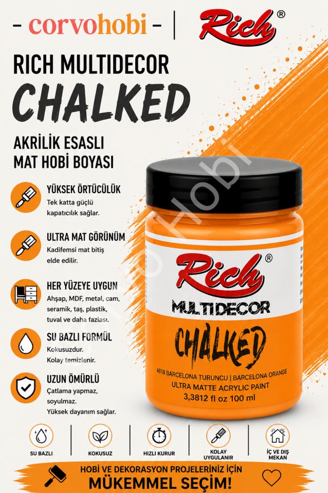 RİCH CHALKED MULTI SURFACE 100 ML BARSELONA TURUNCU