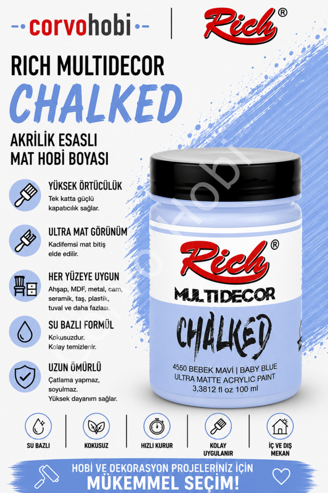RİCH CHALKED MULTI SURFACE 100 ML BEBEK MAVİ