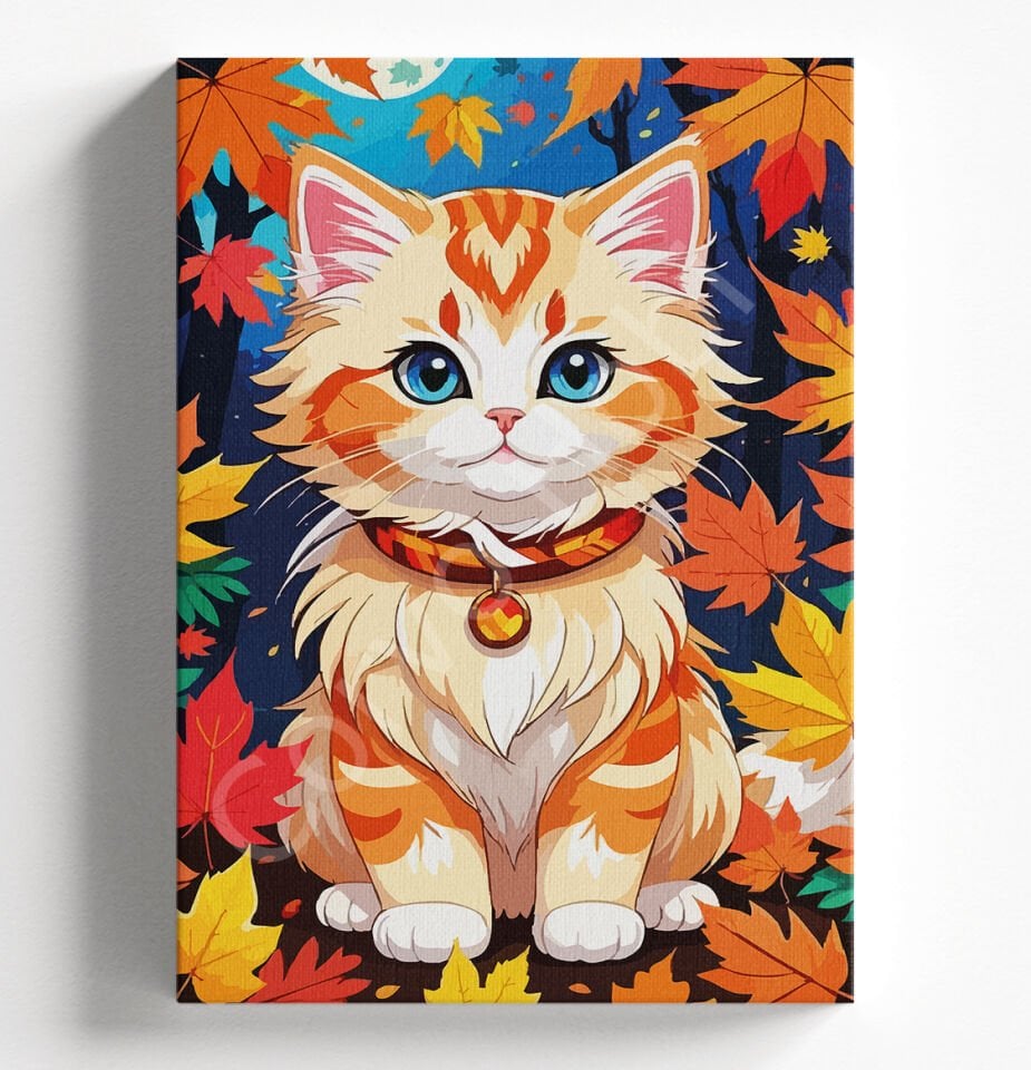 YAPRAKLI KEDİ - SAYILARLA BOYAMA SETİ