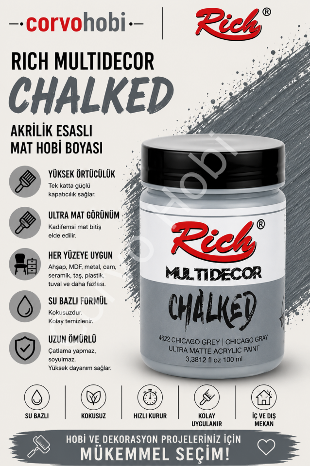 RİCH CHALKED MULTI SURFACE 100 ML CHİCAGO GRİ