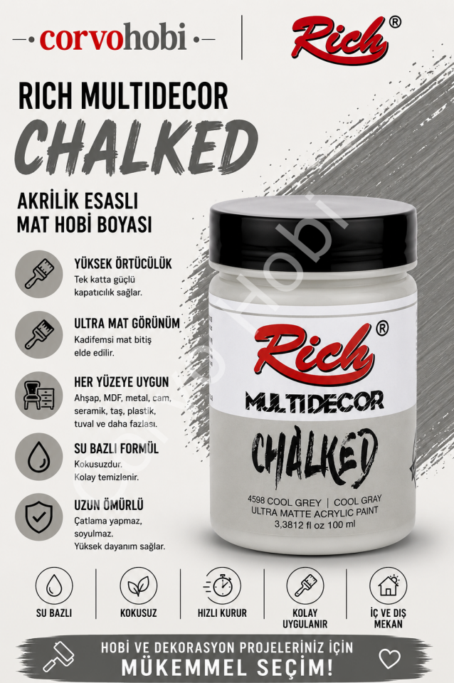 RİCH CHALKED MULTI SURFACE 100 ML COOL GRİ