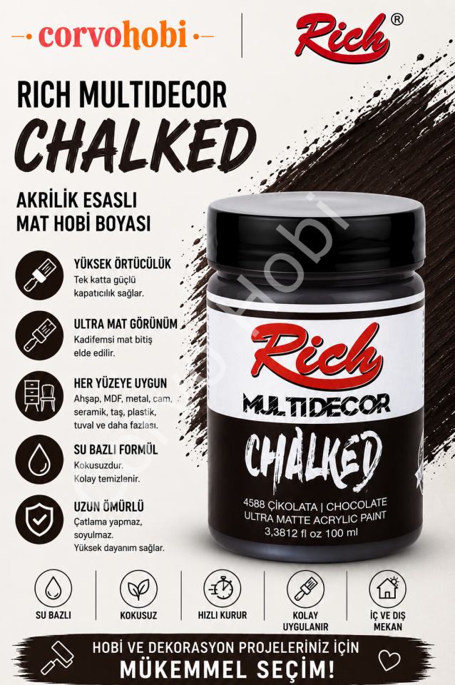 RİCH CHALKED MULTI SURFACE 100 ML ÇİKOLATA