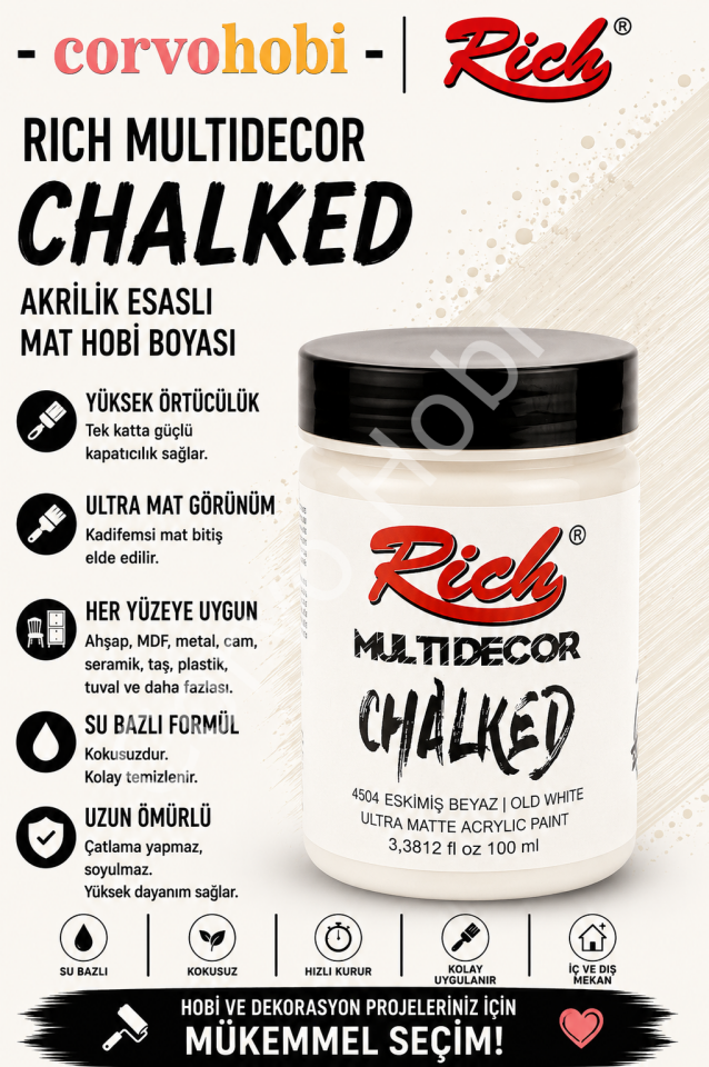 RİCH CHALKED MULTI SURFACE 100 ML ESKİMİŞ BEYAZ