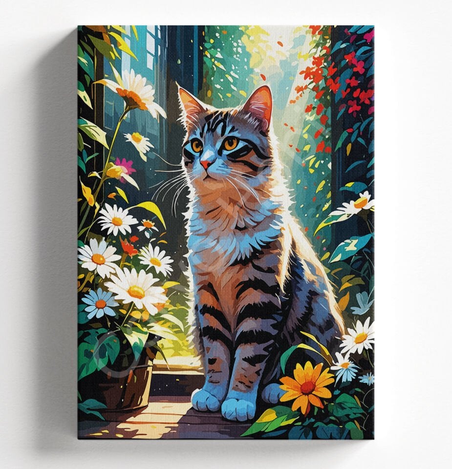 PAPATYALAR İÇİNDE KEDİ - SAYILARLA BOYAMA SETİ