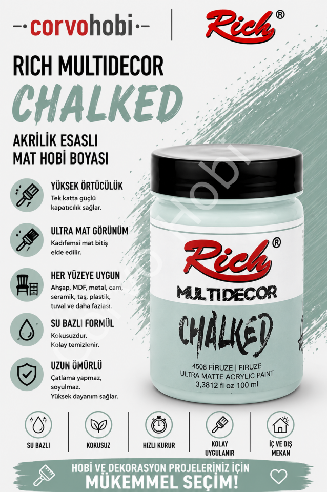 RİCH CHALKED MULTI SURFACE 100 ML FİRUZE
