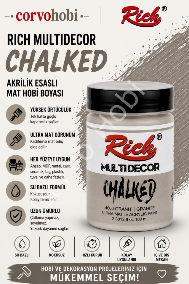 RİCH CHALKED MULTI SURFACE 100 ML GRANİT
