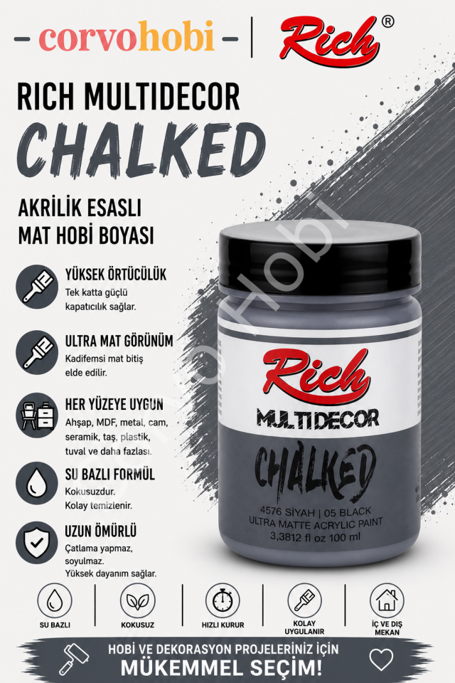 RİCH CHALKED MULTI SURFACE 100 ML İS SİYAH