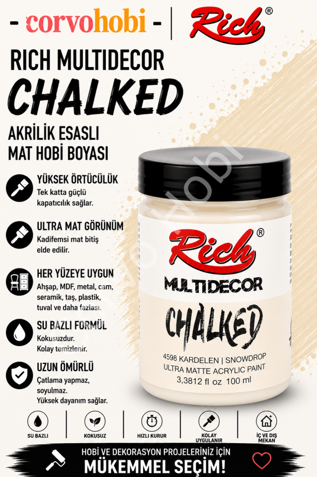 RİCH CHALKED MULTI SURFACE 100 ML KARDELEN